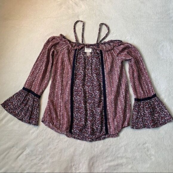 Knox Rose Bell Sleeve Floral Off the Shoulder Peasant Top - Picture 8 of 8